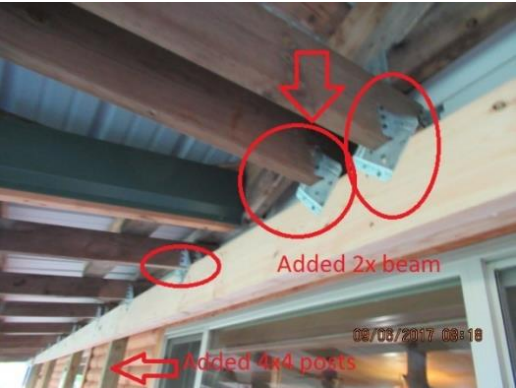 Structural addition beam detail showing connection point on manufactured home